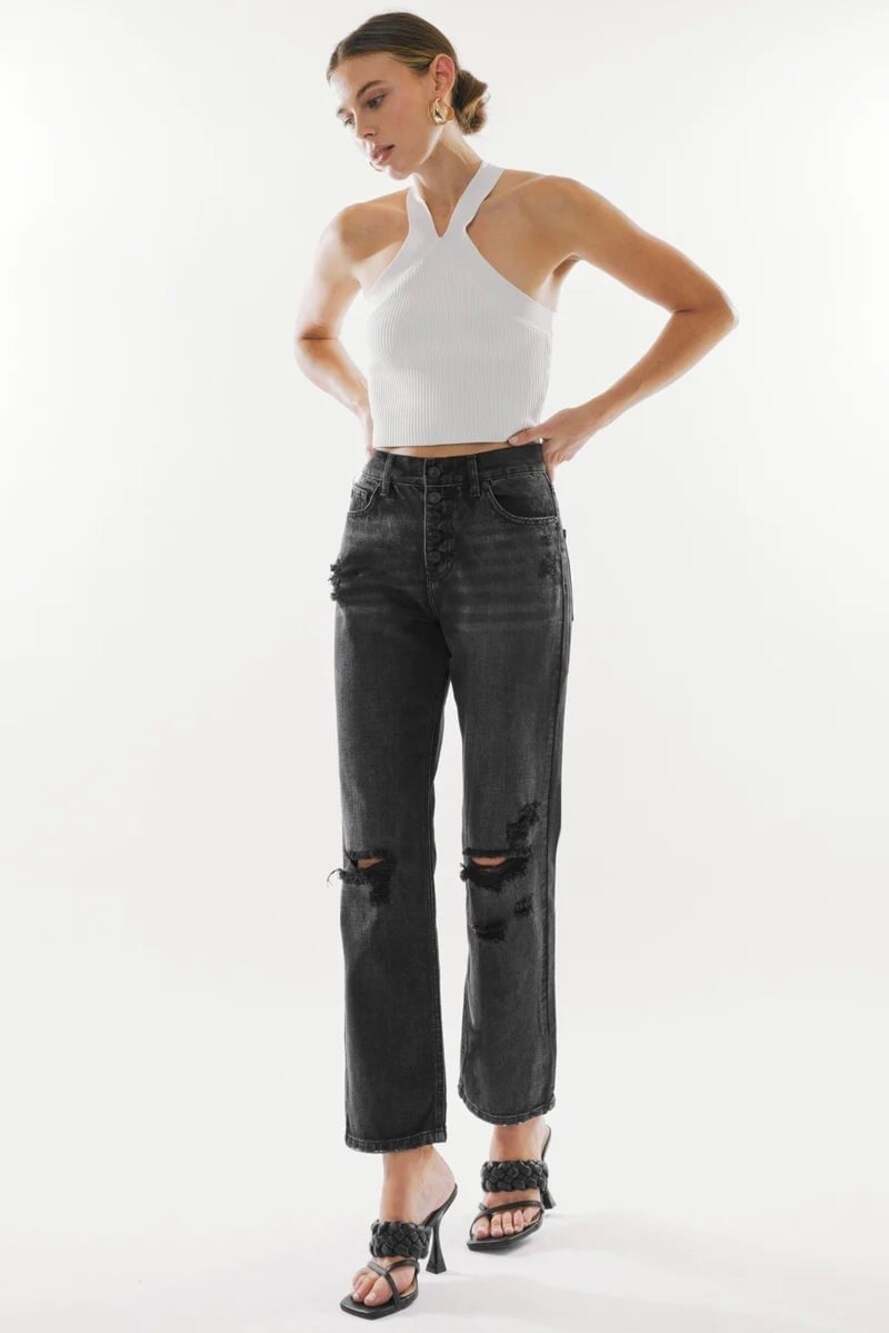 Womens Kancan - Lynne Ultra High Rise Straight Jeans SZ 9/28 Black